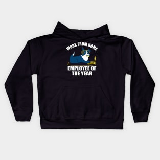 Work From Home Employee Of The Year Dog Kids Hoodie